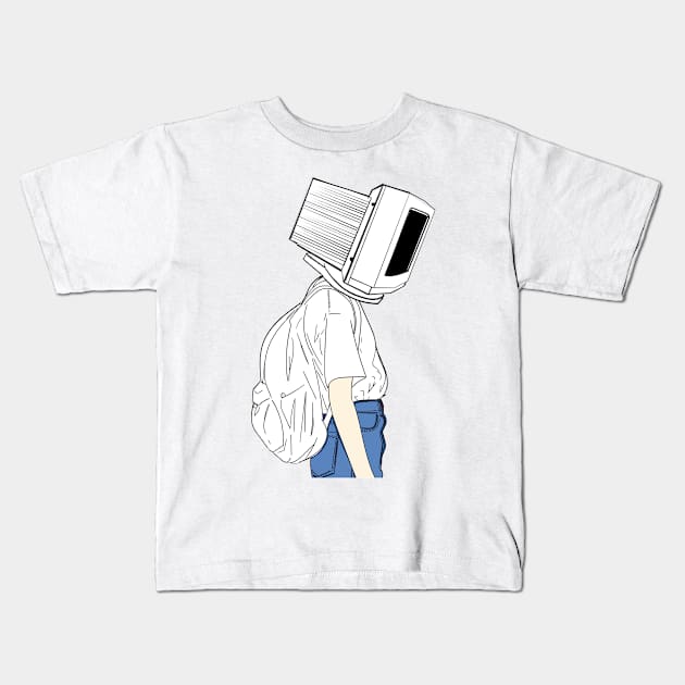 Coder girl computer head Kids T-Shirt by avogel